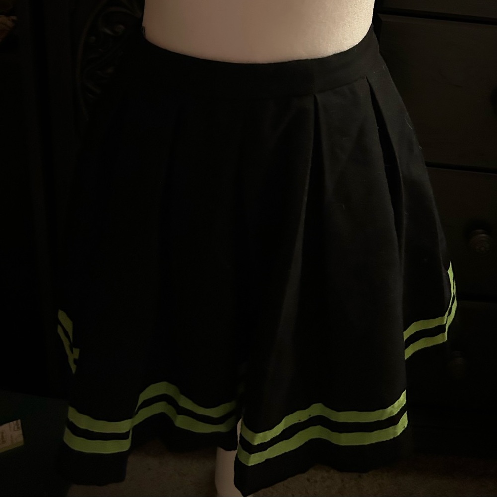 Hot Topic Black Skirt with Neon Green Stripes